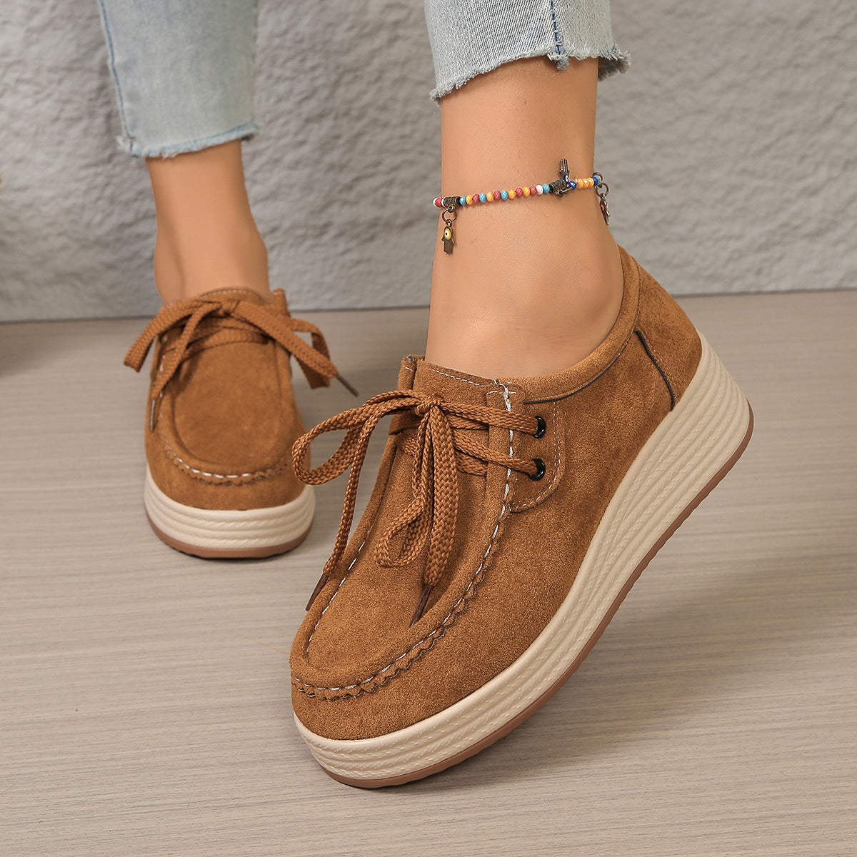 Chaussures à plateforme confort à lacets