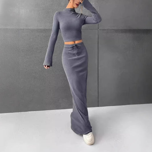 Ensemble deux pièces ajusté jupe longue