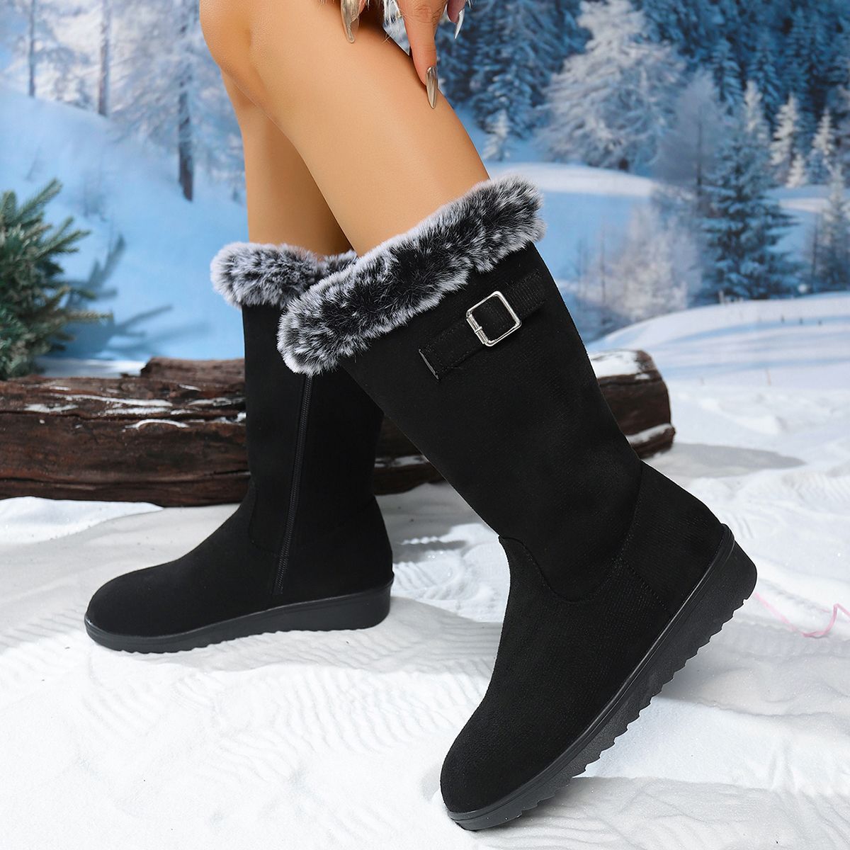 Bottes d’hiver femme doublées en fausse fourrure