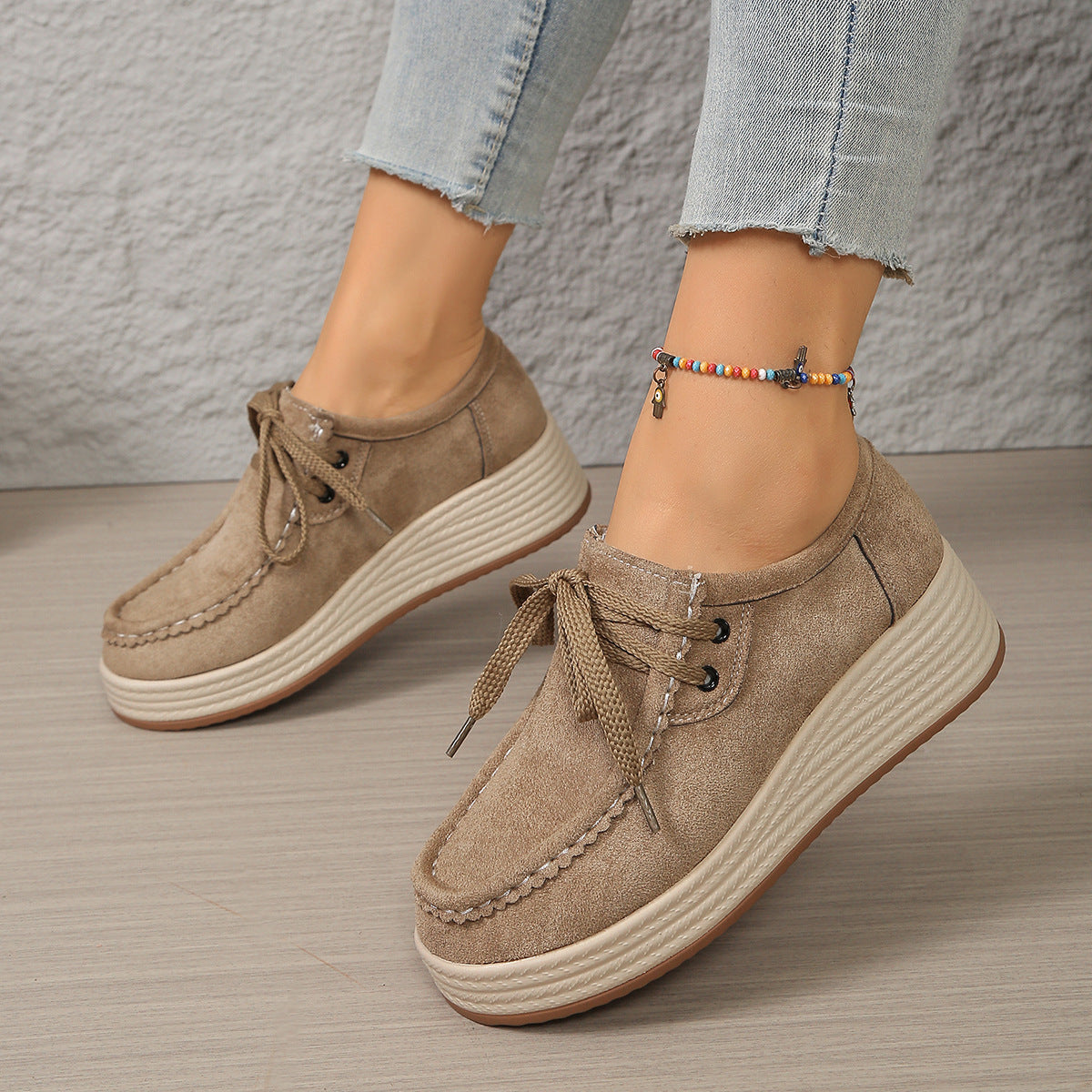 Chaussures à plateforme confort à lacets