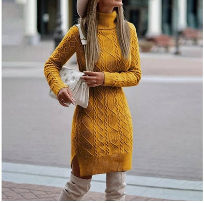 Cable Knit Turtleneck Dress